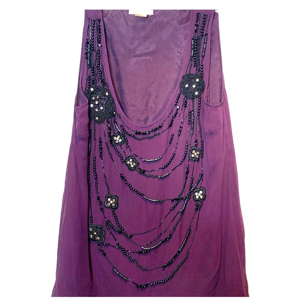 Gold Hawk Purple Detailed Beaded Top